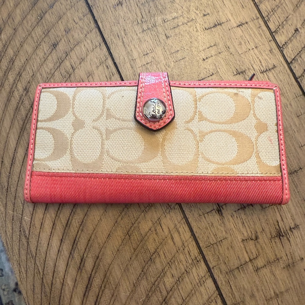 Coach Tan and Pink Wallet